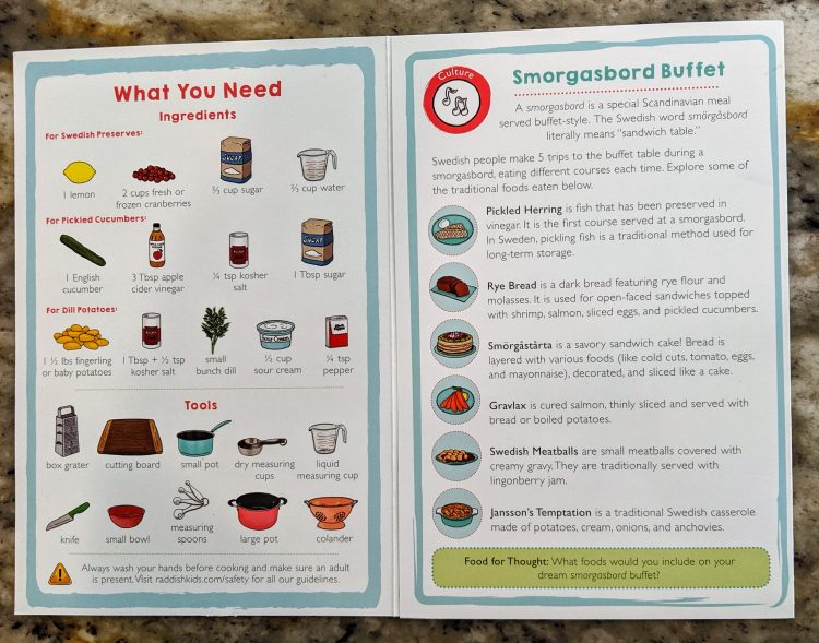 teach kids to cook with raddish kids scandinavian smorgasbord recipe card